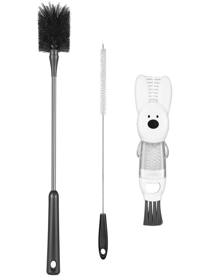 FunCee [3 Pack] Bottle Brushes, Stainless Steel Long Handle Water Bottle Scrub Cleaning Brush Set Including Straw & Lid Cleaner for Baby Bottles, Sports Cups, Coffee Mugs, Tumblers - Image 1